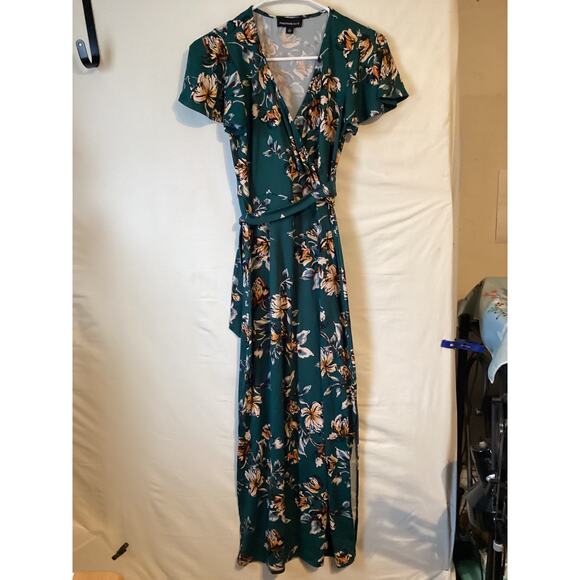 irene faux wrap brushed knit maxi dress Fortune + Ivy Irene Faux Wrap Brushed Knit Maxi High Low Dress- Size Medium NWT